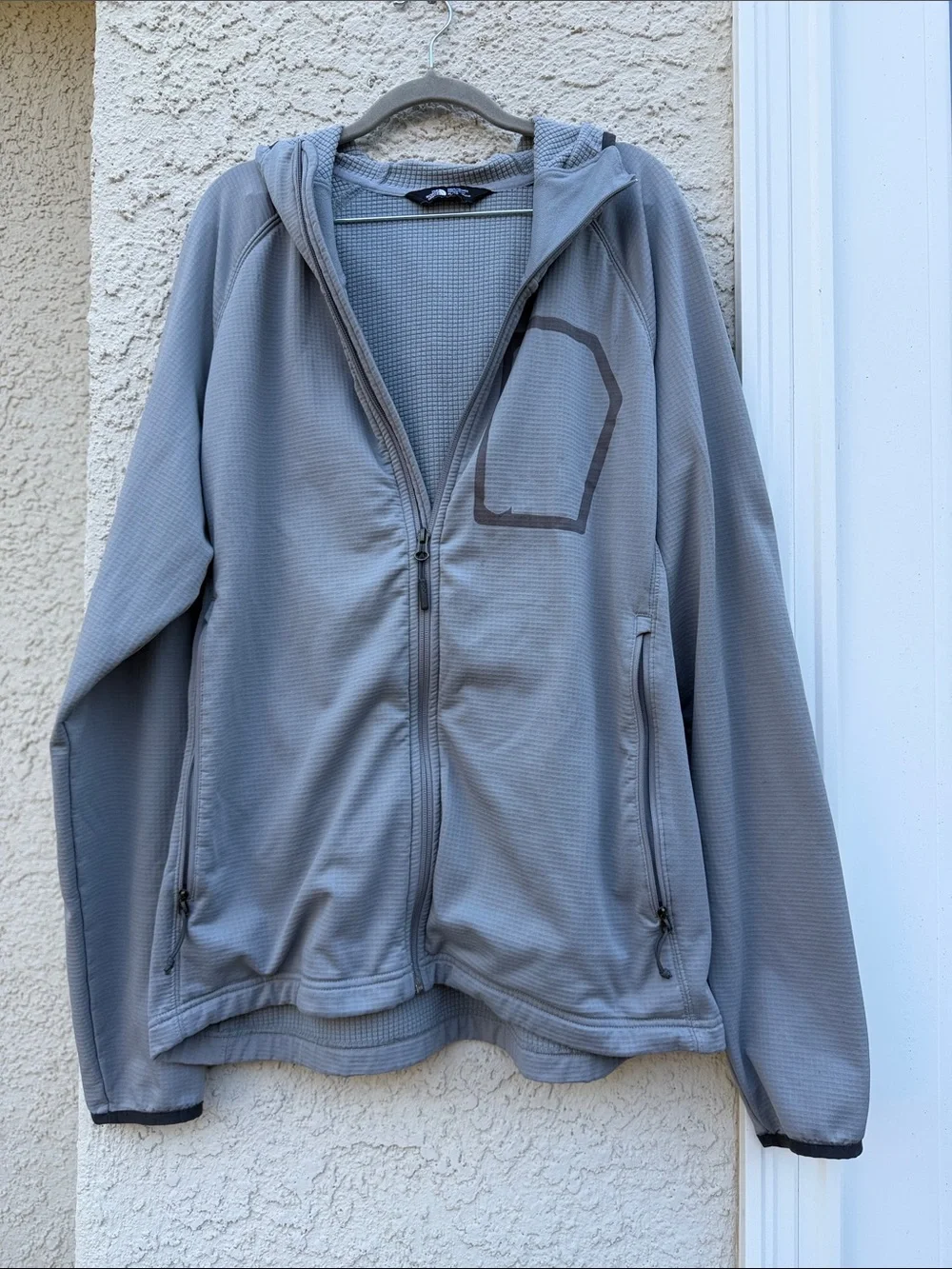 The North Face Men's Grey Fleece Grid Hoodie Full Zip Jacket Size XL